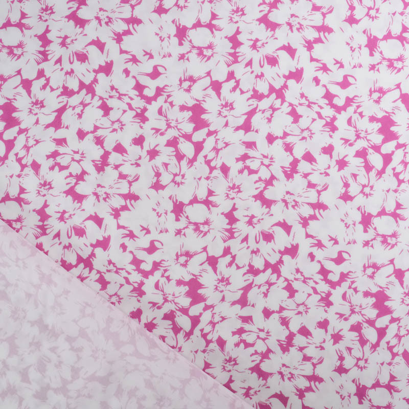 Viscose met digitale bloemenprint in frambozenrood - Maison Klem